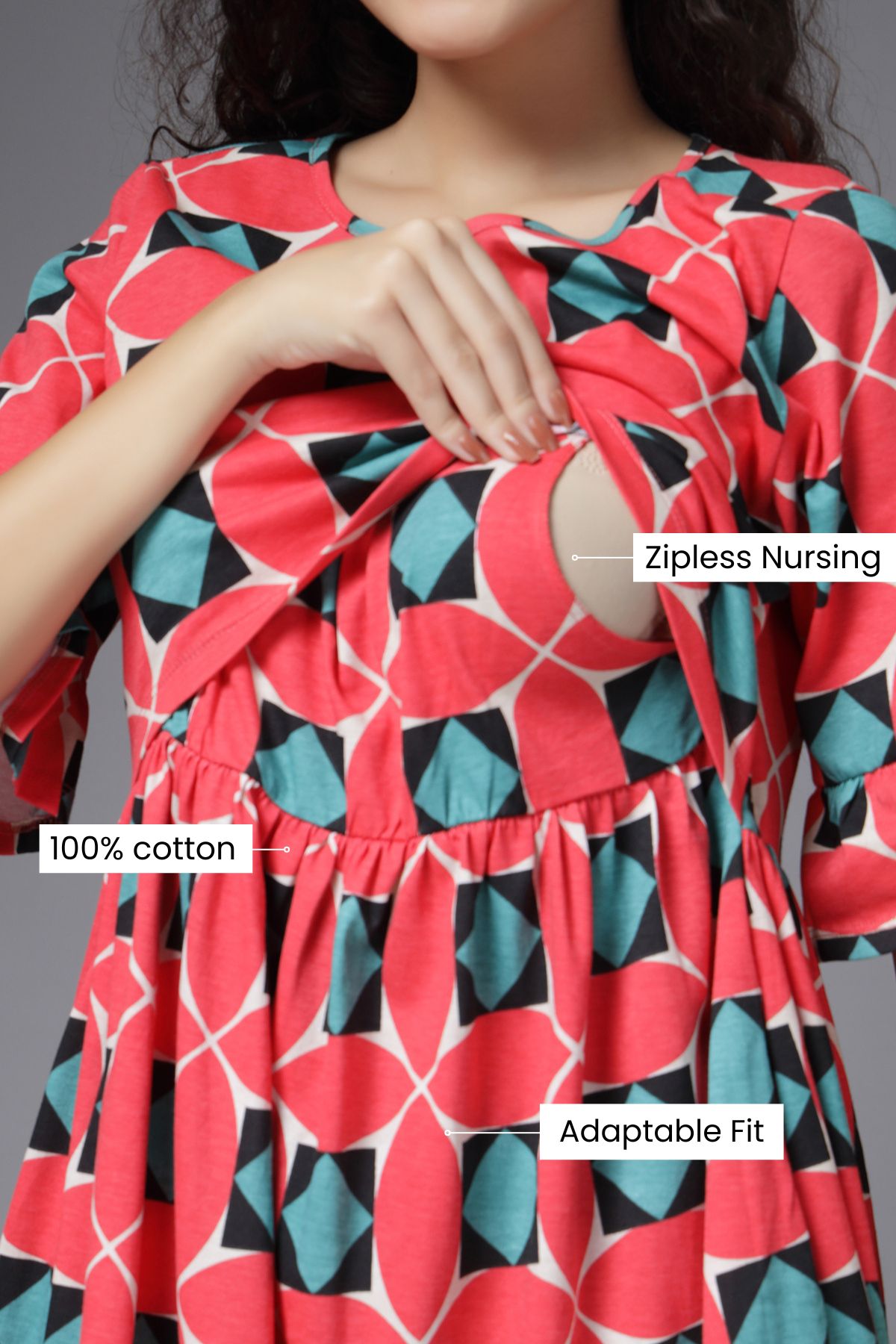 Geometric Grace Maternity Zipless Feeding Dress