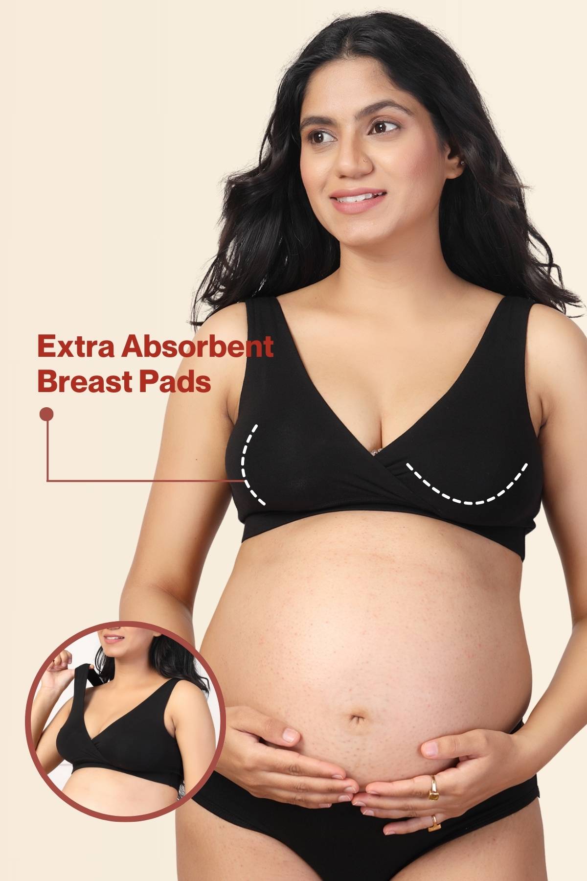 247 Black Padded Maternity Feeding Bra