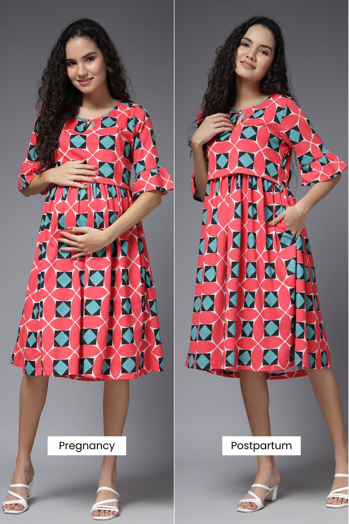 Geometric Grace Maternity Zipless Feeding Dress
