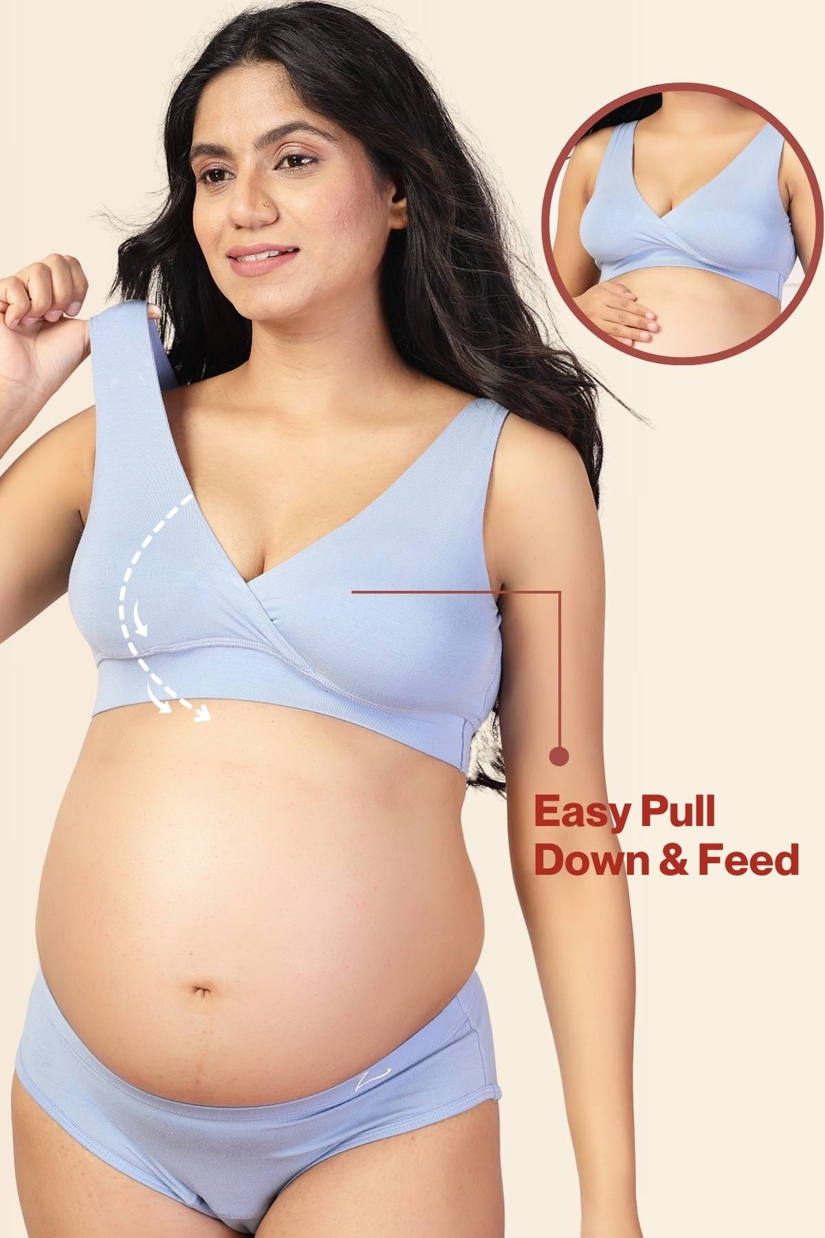 247 Light Blue Padded Maternity Feeding Bra