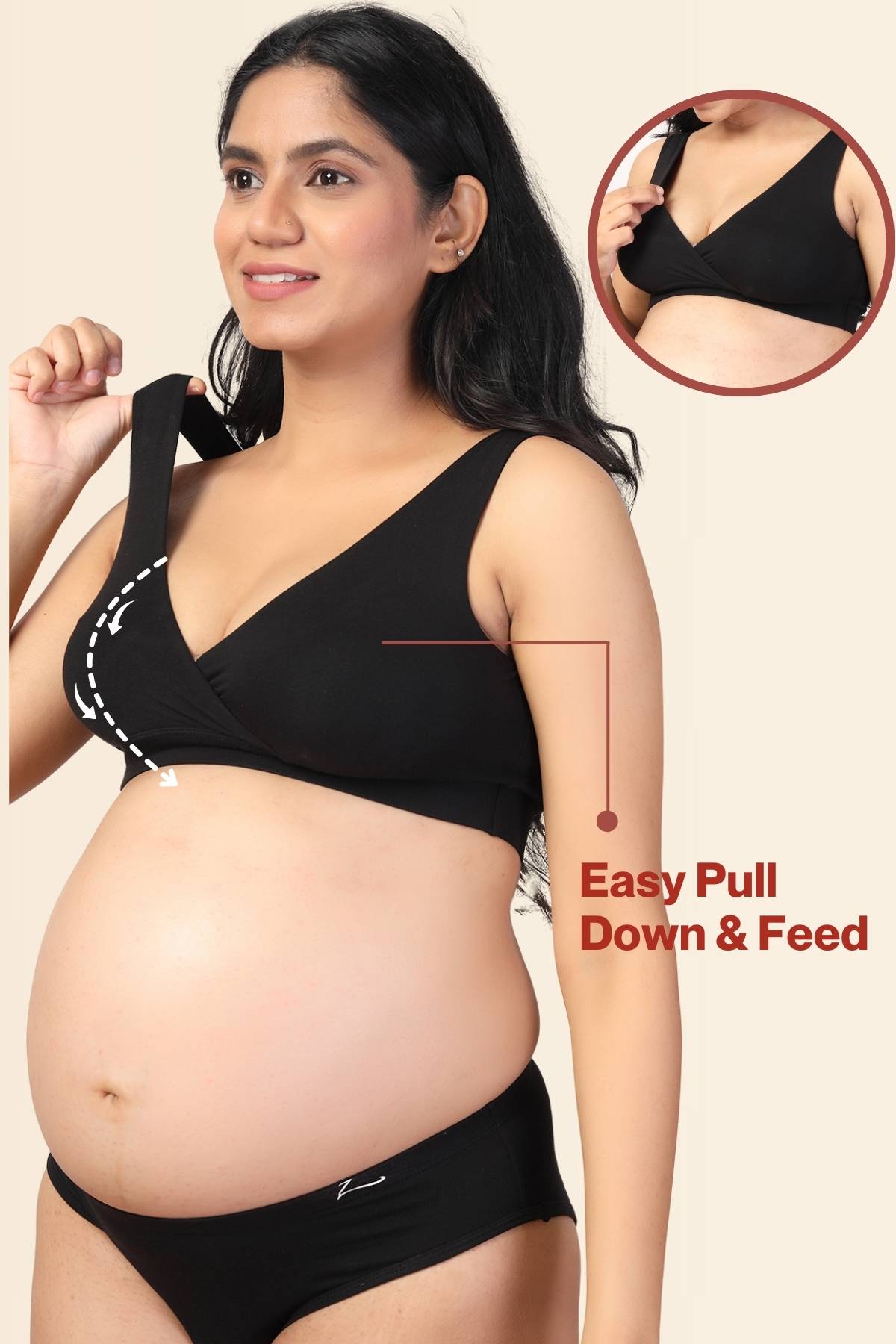 247 Black Padded Maternity Feeding Bra