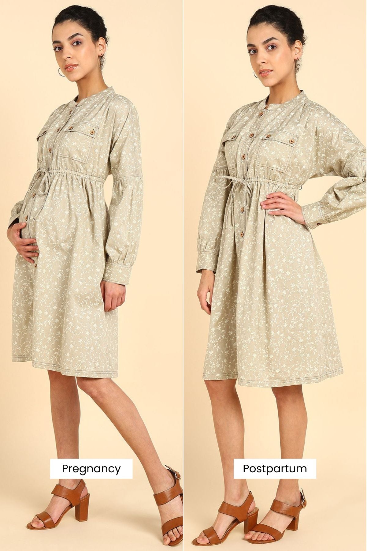 Ditsy Traveller's 100% Cotton Zipless Maternity Dress