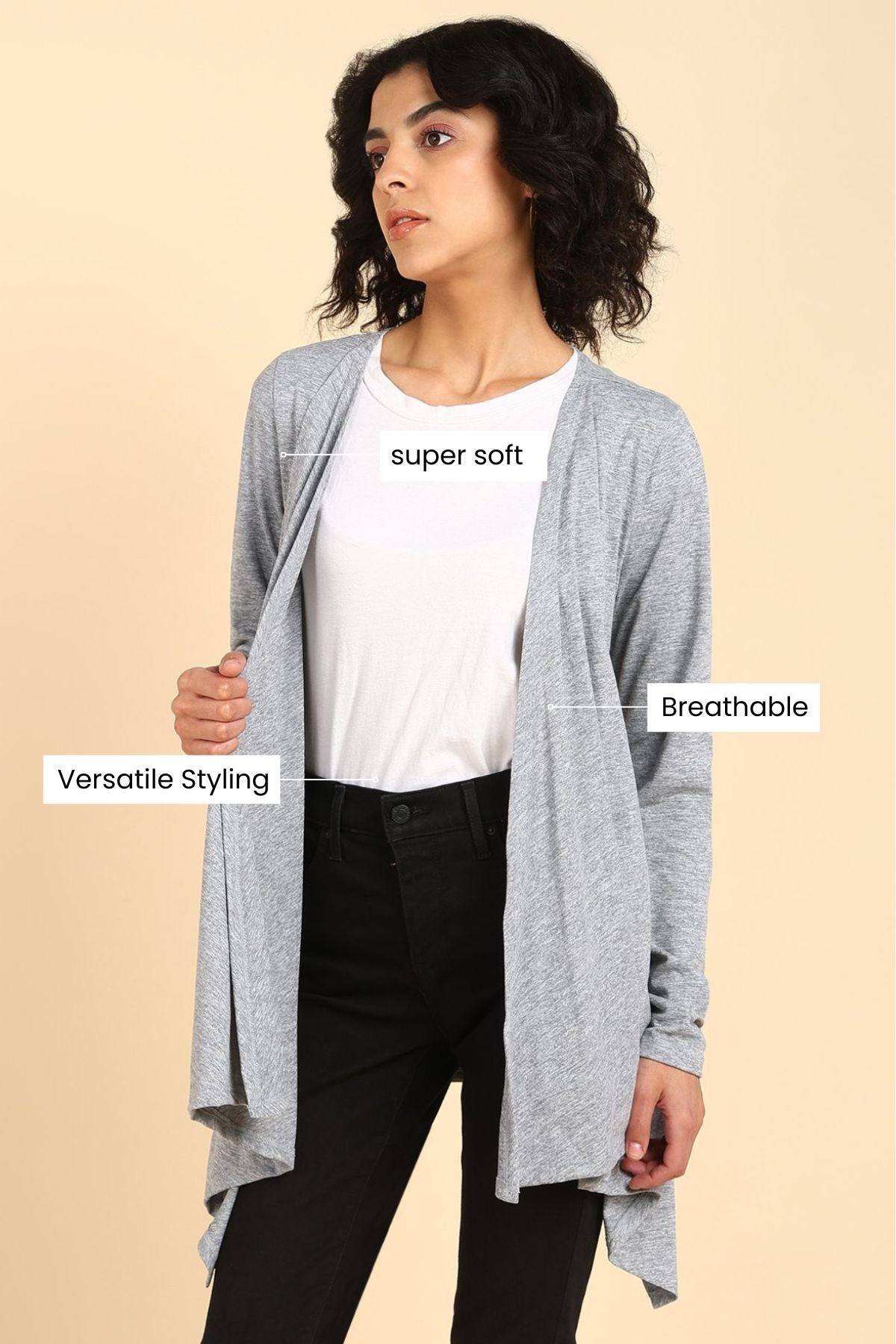Light Grey Full Coverage Easy-Feeding Maternity Duster