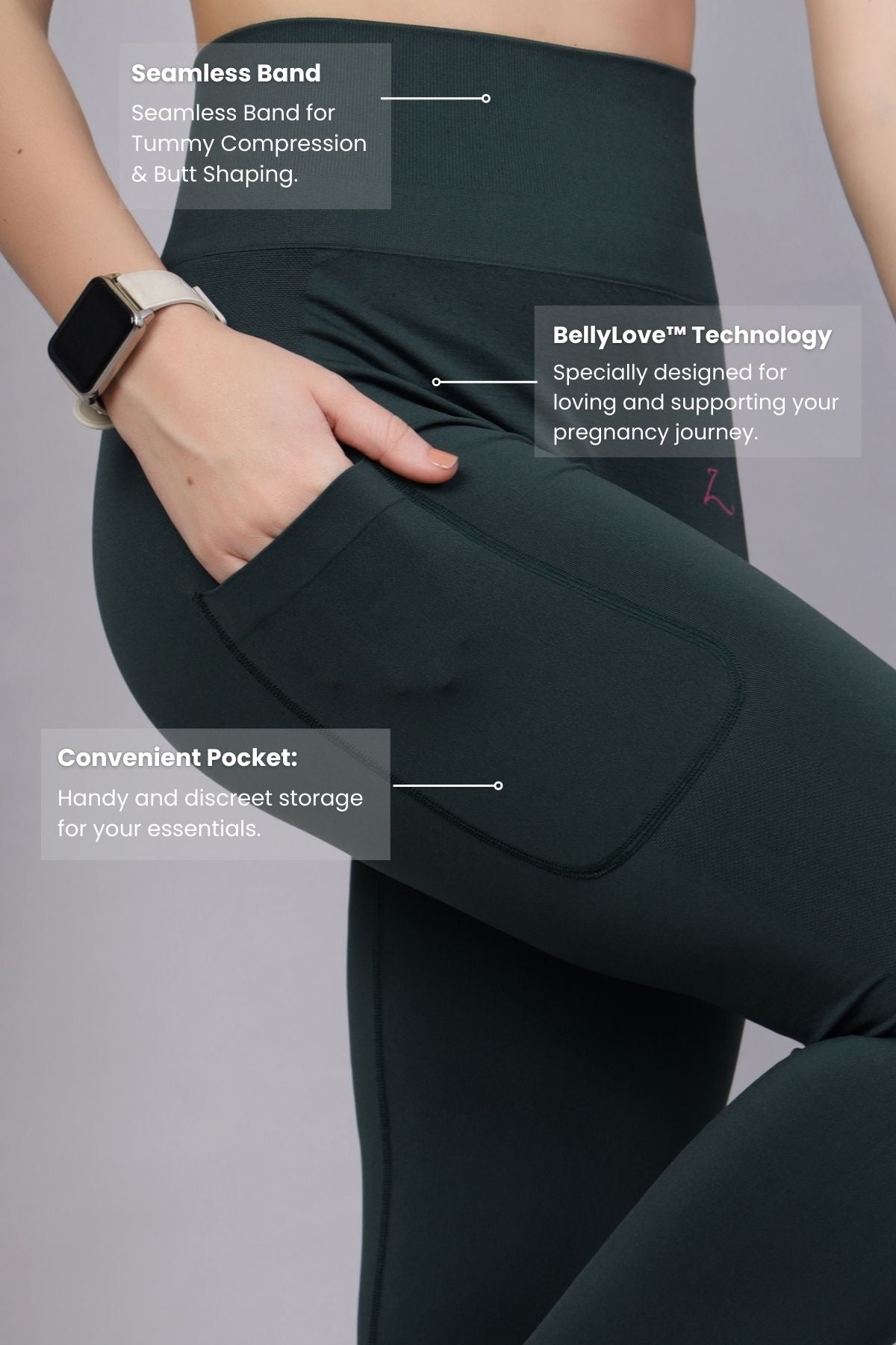 Seamless High Waisted Tummy Compression Green Postpartum Leggings